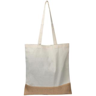 Τσάντα βαμβακερή με μακρύ χερούλι και βάση από λινάτσα, Υ42x38εκ.